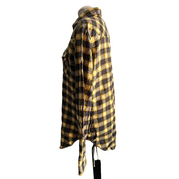 Ely Cattleman Yellow Plaid Flannel Shirt Sz Large Tall  Mens Long Sleeve - Picture 5 of 10